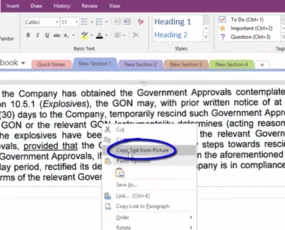 copy text from OneNote image