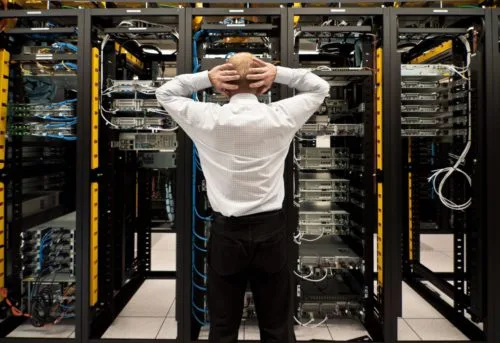 datacentre with servers and disaster recovery