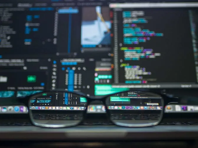 computer screen and glasses